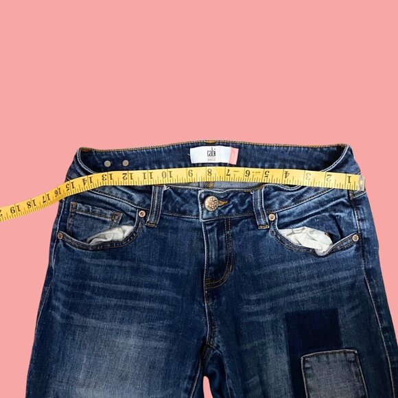 ๐ฃ Cabi Slim Boyfriend Patch Jeans โ Size 2 | Distressed Denim - Picture 6 of 9